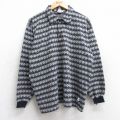 XL★古着 ハンテン 長袖 ポロ シャツ メンズ 80年代 80s 総柄 コットン USA製 グレー他【spe】 25nov13