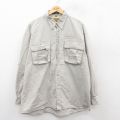 XL★古着 長袖 シャツ メンズ 90年代 90s GAMEL TROPHY 大きいサイズ コットン ボタンダウン 薄ベージュ 25nov14