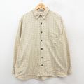XL★古着 長袖 シャツ メンズ 90年代 90s 大きいサイズ コットン ベージュ他 チェック 25nov14
