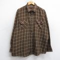 XL★古着 長袖 シャツ メンズ 90年代 90s 大きいサイズ 茶他 チェック 25nov15