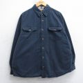 XL★古着 ルート66 長袖 シャツ メンズ 00年代 00s コットン 濃紺 内側フランネル 25nov15
