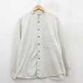 XL★古着 長袖 シャツ メンズ 90年代 90s コットン ノーカラー 薄ベージュ 25nov17
