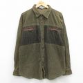 XL★古着 長袖 シャツ メンズ 90年代 90s コーデュロイ 太畝 濃緑【spe】 25nov17