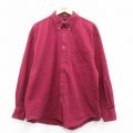 XL★古着 長袖 シャツ メンズ 00年代 00s 大きいサイズ コットン ボタンダウン エンジ 25nov19