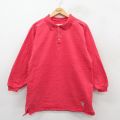 L★古着 長袖 ポロ シャツ メンズ 90年代 90s コットン USA製 赤系 25nov19