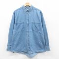 XL★古着 バンヒューセン 長袖 シャツ メンズ 90年代 90s コットン ボタンダウン 紺 デニム【spe】 25nov22