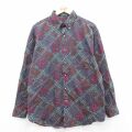 XL★古着 アロー 長袖 シャツ メンズ 00年代 00s 総柄 コットン ボタンダウン 濃グレー他【spe】 25nov22