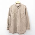 XL★古着 セントジョンズベイ 長袖 シャツ メンズ 00年代 00s コーデュロイ 大きいサイズ ロング丈 コットン ボタンダウン ベージュ 25nov26