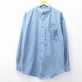 XL★古着 長袖 シャツ メンズ 90年代 90s スミス ロング丈 コットン ボタンダウン 薄紺 25dec05