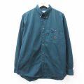XL★古着 ビューグルボーイ 長袖 シャツ メンズ 90年代 90s ワンポイントロゴ コットン ボタンダウン 緑 25dec05