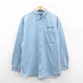 XL★古着 All Sport 長袖 シャツ メンズ Anthem ロング丈 コットン ボタンダウン 薄紺 デニム 25dec10