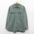 XL★古着 レッドヘッド 長袖 シャツ メンズ 00年代 00s 大きいサイズ ロング丈 コットン 緑 25dec10