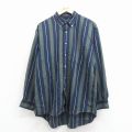 XL★古着 長袖 シャツ メンズ 00年代 00s コットン ボタンダウン 紺他 ストライプ 25dec11