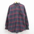 XL★古着 アロー 長袖 シャツ メンズ 90年代 90s ロング丈 コットン ボタンダウン USA製 緑他 チェック 25dec11