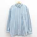 XL★古着 長袖 シャツ メンズ 00年代 00s コットン ボタンダウン 白他 ストライプ 25dec11