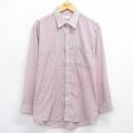 XL★古着 アロー 長袖 シャツ メンズ 90年代 90s USA製 赤他 ストライプ 25dec15