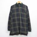 XL★古着 長袖 ポロ シャツ メンズ 大きいサイズ コットン 緑他 チェック 25dec15