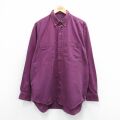 XL★古着 長袖 シャツ メンズ コットン ボタンダウン 紫 25dec15