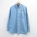 XL★古着 長袖 シャツ メンズ 90年代 90s ROYAL 大きいサイズ コットン ボタンダウン 薄紺 デニム 25dec15