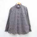 XL★古着 長袖 シャツ メンズ 00年代 00s 総柄 大きいサイズ コットン ボタンダウン 緑系他 25dec15
