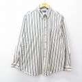 XL★古着 ベーシックエディションズ 長袖 シャツ メンズ 90年代 90s コットン ボタンダウン 薄ベージュ ストライプ 26jan10