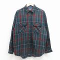 L★古着 長袖 シャツ 90年代 90s 緑他 チェック 26jan17