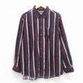 XL★古着 長袖 シャツ メンズ 00年代 00s コーデュロイ コットン ボタンダウン 濃紺他 ストライプ 26jan17