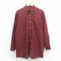 XL★古着 長袖 シャツ メンズ ロング丈 エンジ他 チェック 26jan17