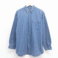 L★古着 ベーシックエディションズ 長袖 シャツ メンズ 90年代 90s コットン ボタンダウン 紺他 チェック【spe】 26jan22