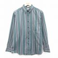 XL★古着 長袖 シャツ メンズ 90年代 90s ボタンダウン グレー他 ストライプ 26jan29