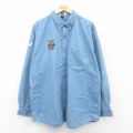 XL★古着 長袖 シャツ メンズ アリゾナ 大きいサイズ ロング丈 コットン ボタンダウン 薄紺 デニム【spe】 26jan29