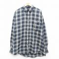 XL★古着 長袖 シャツ メンズ 90年代 90s 大きいサイズ ロング丈 ボタンダウン 紺他 チェック 26jan29