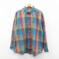 XL★古着 長袖 シャツ メンズ 90年代 90s 大きいサイズ ボタンダウン USA製 緑他 チェック 26jan30