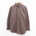 XL★古着 ルート66 長袖 シャツ メンズ 00年代 00s ロング丈 コットン ボタンダウン 茶系 26jan31