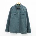XL★古着 カベラス 長袖 シャツ メンズ 00年代 00s 大きいサイズ ロング丈 コットン 緑 内側フランネル 26jan31