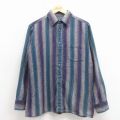 M★古着 バンヒューセン 長袖 シャツ メンズ 90年代 90s コットン 紺他 ストライプ 26jan31