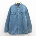 XL★古着 ウールリッチ 長袖 シャツ メンズ 大きいサイズ ロング丈 コットン 紺 デニム 内側フリース 26jan31