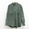 XL★古着 カベラス 長袖 シャツ メンズ 00年代 00s コーデュロイ 大きいサイズ ロング丈 コットン 緑【spe】 26jan31
