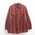 XL★古着 ベーシックエディションズ 長袖 シャツ メンズ 90年代 90s コットン エンジ チェック 内側キルティング 26jan31