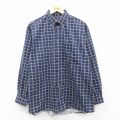 XL★古着 TRADER BAY 長袖 シャツ メンズ 00年代 00s コットン ボタンダウン 紺他 チェック【spe】 26feb05