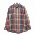 XL★古着 バンヒューセン 長袖 シャツ メンズ 90年代 90s 大きいサイズ 紺系他 チェック 26feb05