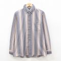 L★古着 長袖 シャツ メンズ 90年代 90s ボタンダウン USA製 紺他 ストライプ 26feb06