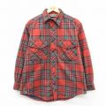 L★古着 EMS 長袖 フリース シャツ メンズ 90年代 90s USA製 赤系他 チェック【spe】 26feb06