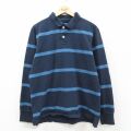 L★古着 オールドネイビー OLD NAVY 長袖 シャツ メンズ ポロ シャツ メンズ コットン 紺他 ボーダー 26feb09