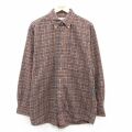 XL★古着 JOS A BANK 長袖 シャツ メンズ 90年代 90s 大きいサイズ ロング丈 コットン ボタンダウン カナダ製 茶他 チェック【spe】 26feb09