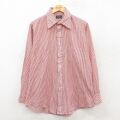 L★古着 長袖 シャツ メンズ 90年代 90s USA USA製 赤他 ストライプ 26feb09