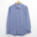 XL★古着 ロンドンフォグ 長袖 シャツ メンズ 90年代 90s 大きいサイズ ボタンダウン 薄紺他 ストライプ【spe】 26feb10