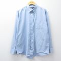 XL★古着 マンハッタン 長袖 シャツ メンズ 90年代 90s オックスフォード ボタンダウン 薄紺 26feb10