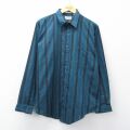 L★古着 長袖 シャツ メンズ 90年代 90s 黒他 ストライプ 26feb10