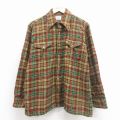 XL★古着 長袖 シャツ メンズ 70年代 70s 黄他 チェック 26feb14